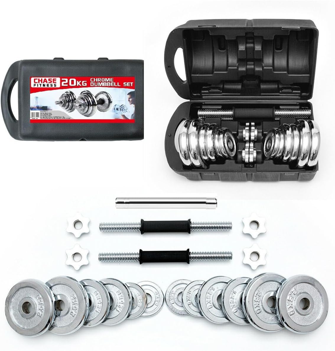 20kg Dumbbell and Barbell Weight Set - Image 7