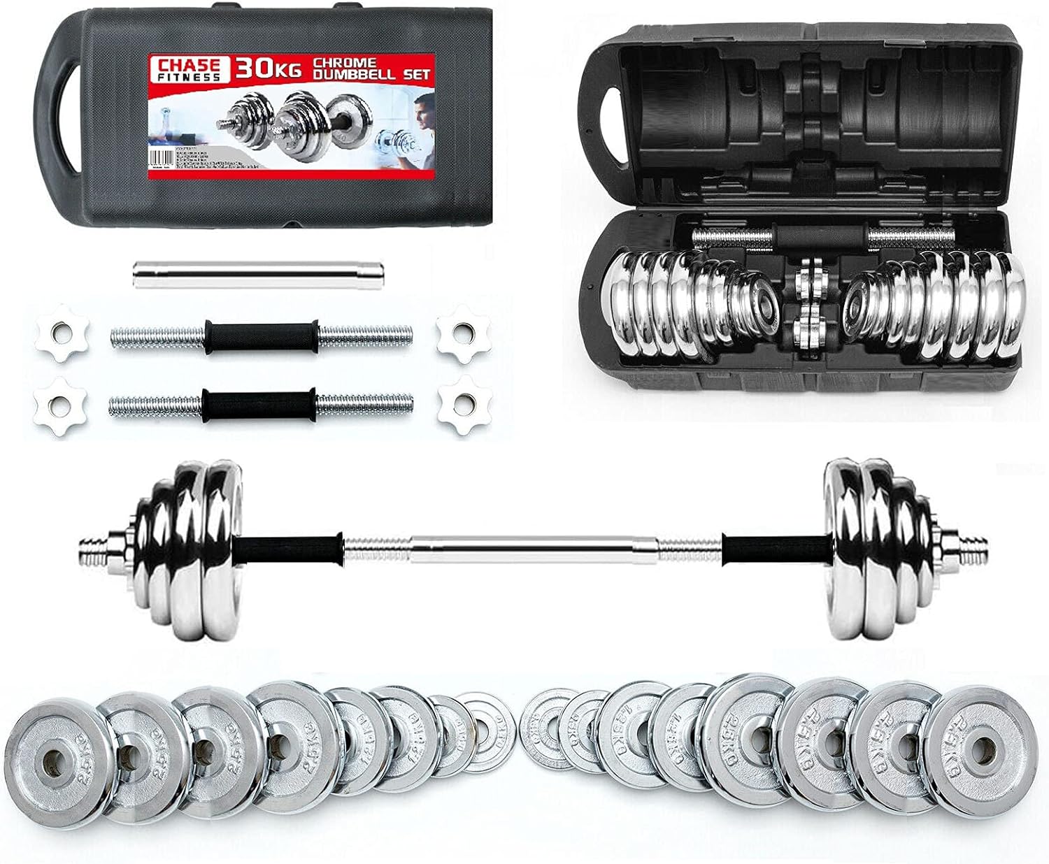 30kg Dumbbell and Barbell Weight Set